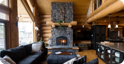 Lodge fireplace living room