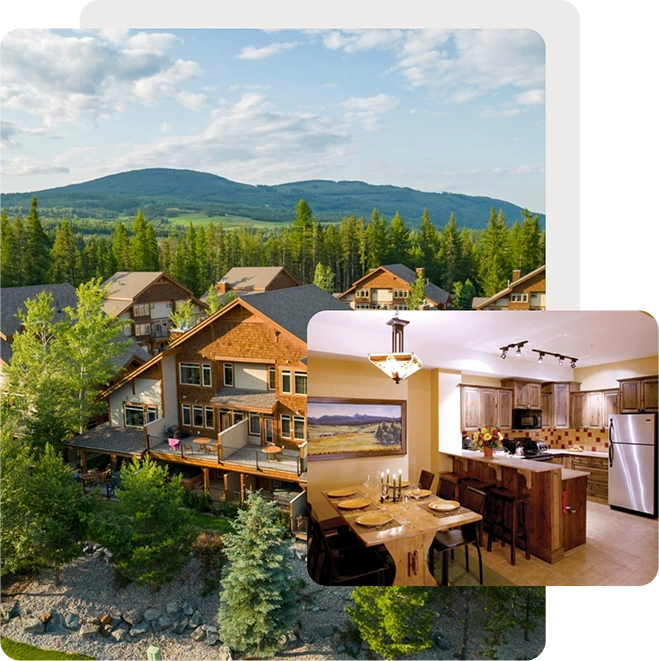 Northstar mountain village aerial and dining