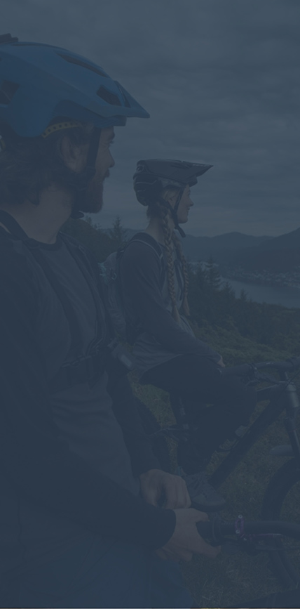 Group of friends mountain biking mobile