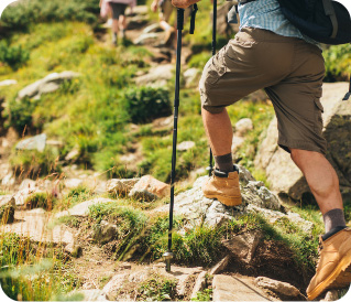Hiking over rocks